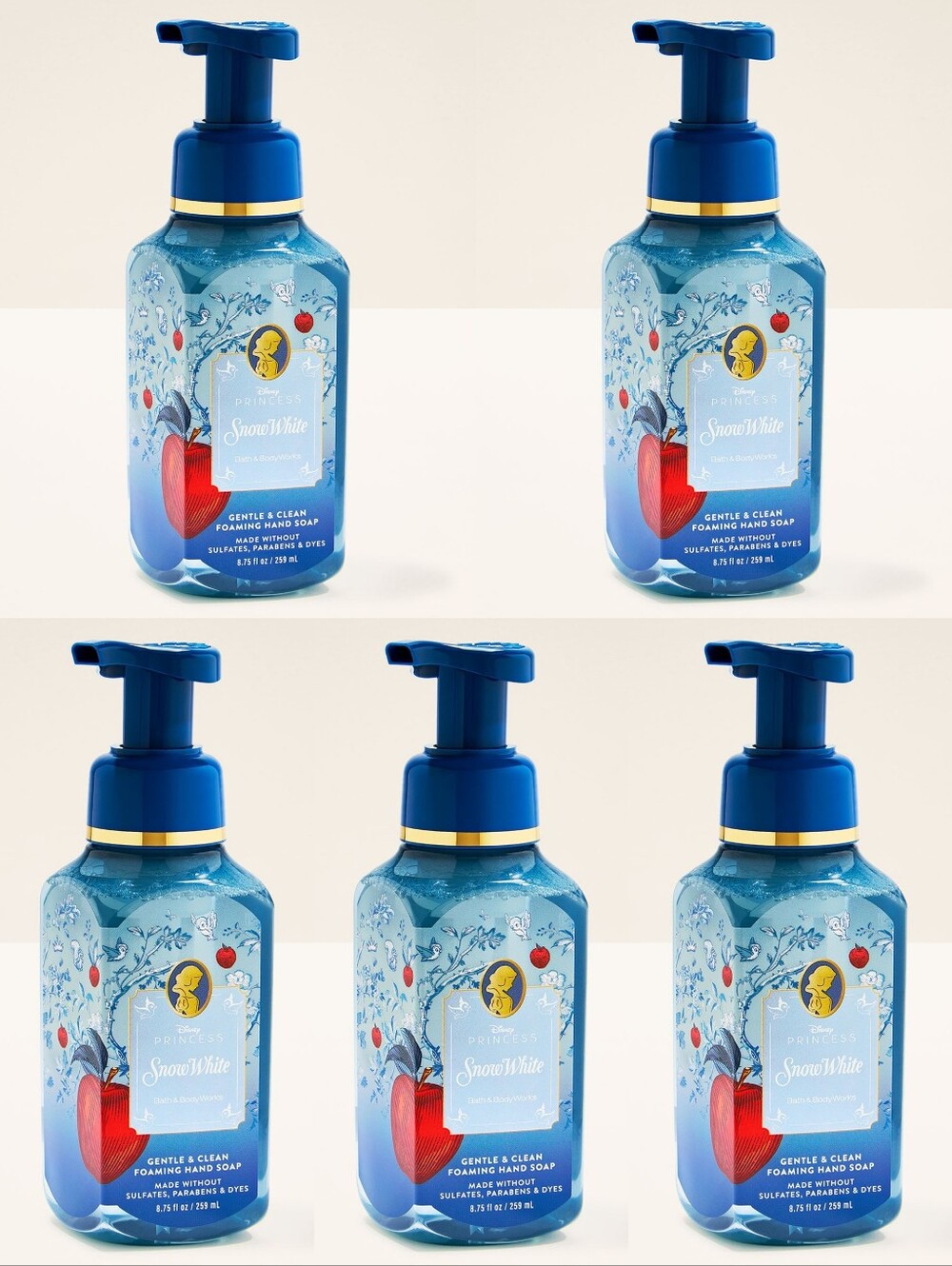 Bath & Body Works Disney Princess Snow White Foaming Hand Soap Set of 5 NEW Rare